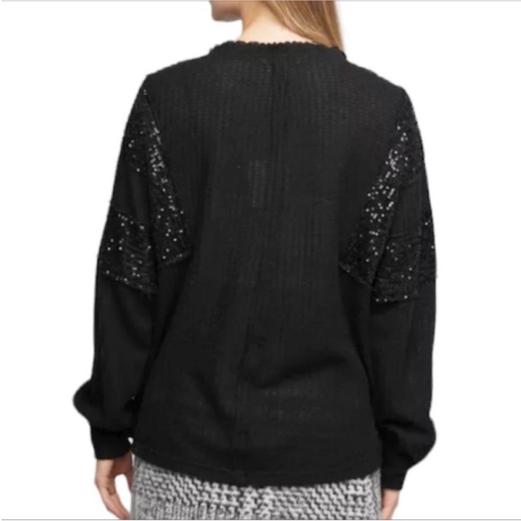 DAVI & DANI sequins long sleeve waffle top M black - Picture 5 of 10